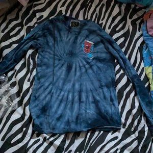 Blue Tie Dye Long Sleeve Tee Shirt